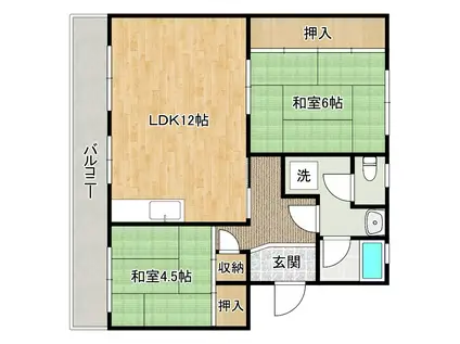 アブニール篠崎第一ビル(2LDK/1階)の間取り写真