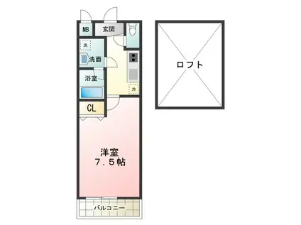 フジパレス野代(1K/2階)の間取り写真