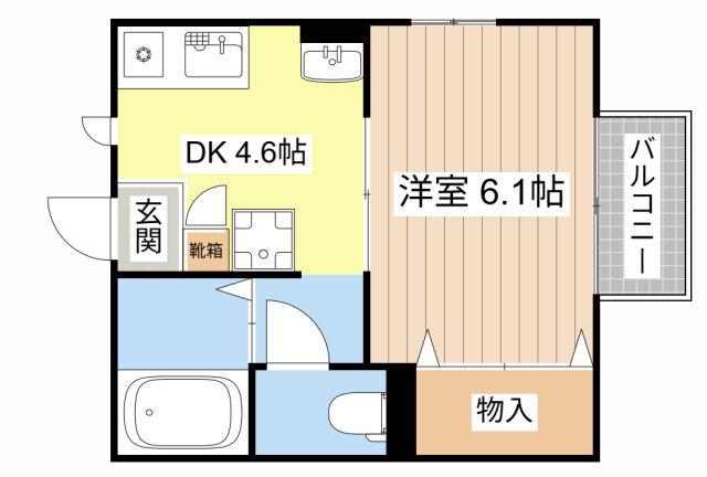 リッチライフ八坂(1DK/2階)の間取り写真