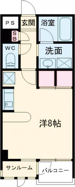 ベルナスハウゼ(ワンルーム/2階)の間取り写真