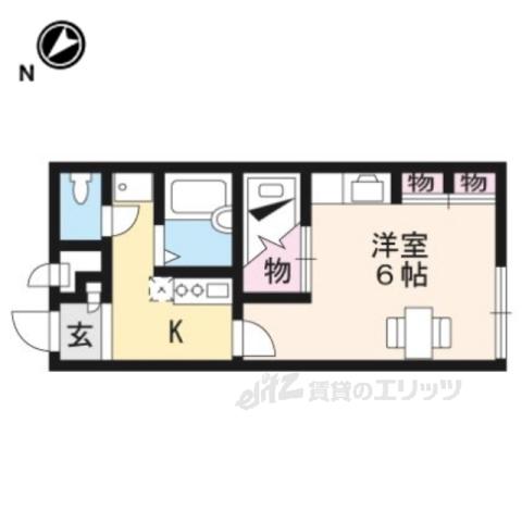 レオパレスジュネス 桂(1K/1階)の間取り写真