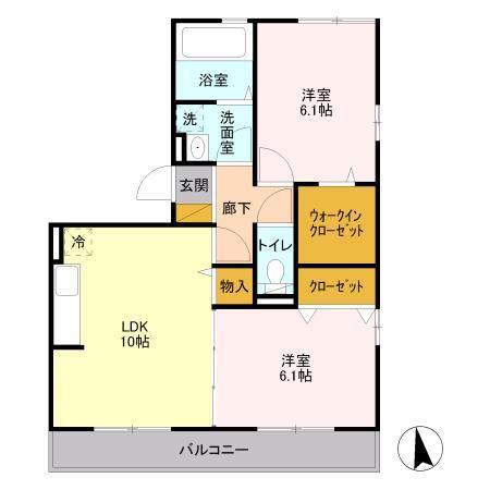 サンシャインみどりの(2LDK/3階)の間取り写真