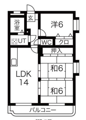ハイグレード川辺II(3DK/3階)の間取り写真