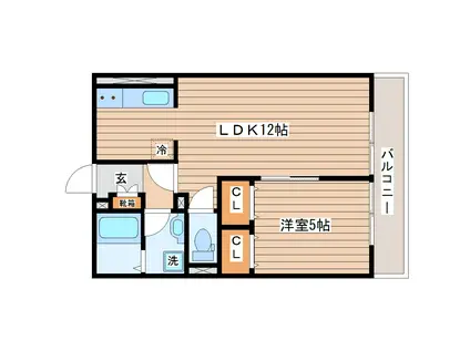 ザ・スカイ・ファイブ参番館(1LDK/3階)の間取り写真