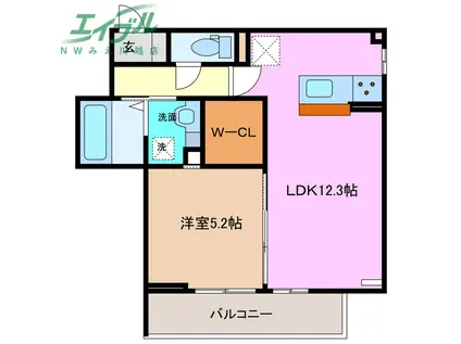 GRANDHEIGHTS VIOLET(1LDK/3階)の間取り写真