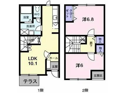 メゾンド・ピュア(2LDK/1階)の間取り写真