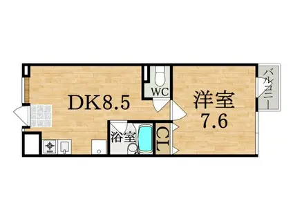 ラカーサ慈光(1DK/3階)の間取り写真