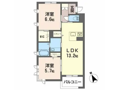 エテルナ・M(2LDK/1階)の間取り写真