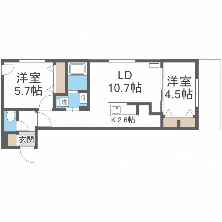 ブランシャール北3条通(2LDK/3階)の間取り写真