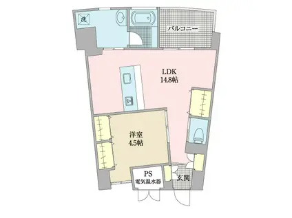 トレディアすわの杜(1LDK/4階)の間取り写真