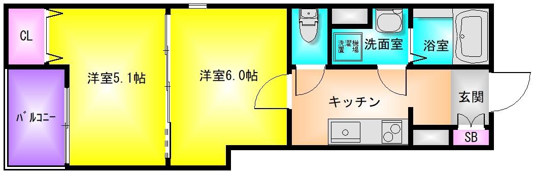 LINO久宝寺(2K/3階)の間取り写真