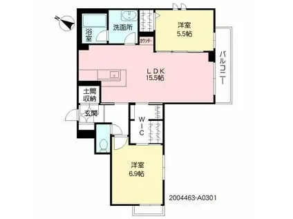 SEAGODDESS 緑ヶ丘(2LDK/3階)の間取り写真