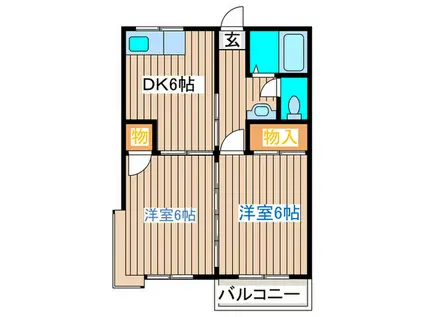 セゾンサツキNO1(2DK/2階)の間取り写真