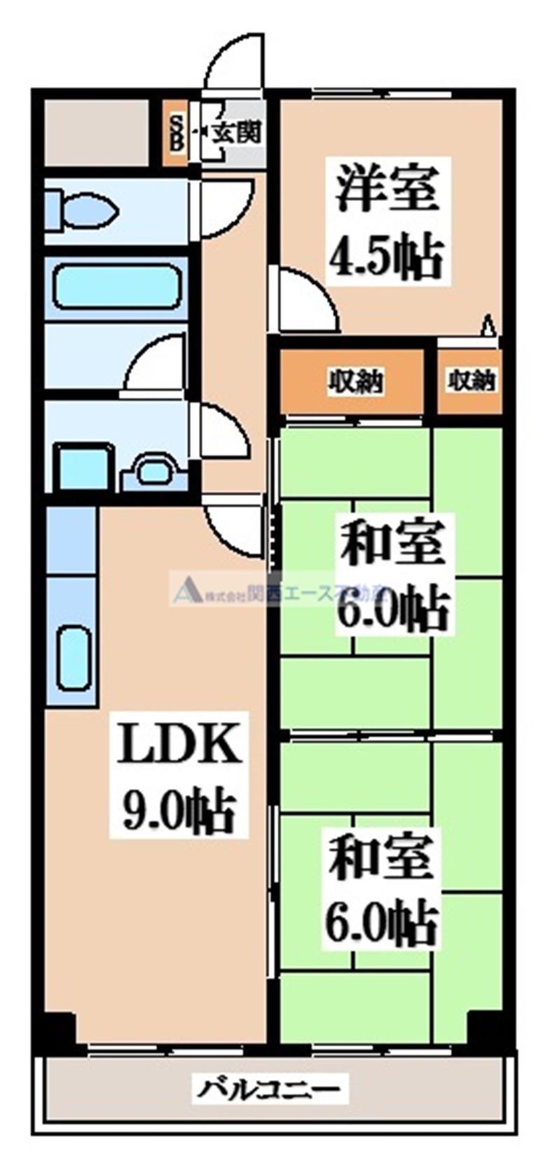 パストラル横小路(3DK/3階)の間取り写真