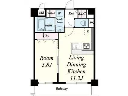エスポワール都貴(1LDK/1階)の間取り写真