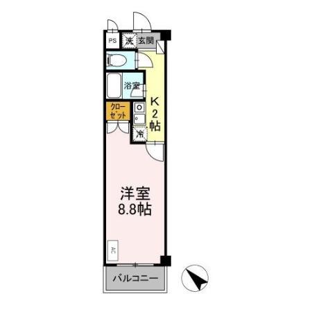 タイムD1(1K/3階)の間取り写真