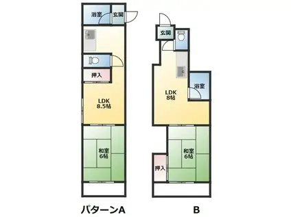 旭ハイツ(2DK/1階)の間取り写真