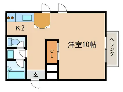 ウエルネス(1K/3階)の間取り写真