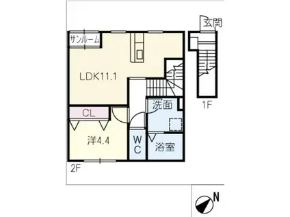 南新町アパート(1LDK/2階)の間取り写真