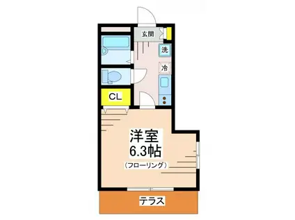 シュクラ菊野台(1K/1階)の間取り写真