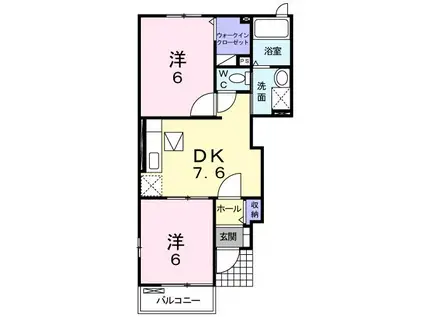 JR長崎本線 市布駅 徒歩13分 2階建 築19年(2DK/1階)の間取り写真