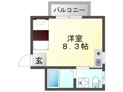 ベルハイム(ワンルーム/3階)の間取り写真