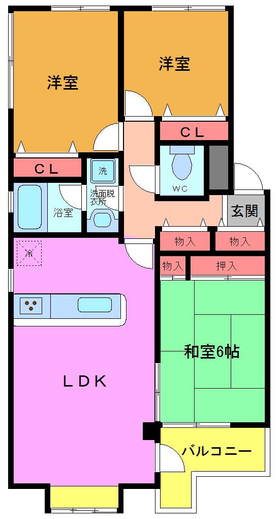 リズ市川平田(3LDK/3階)の間取り写真
