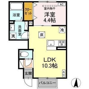 LA VIERGE II(1LDK/1階)の間取り写真