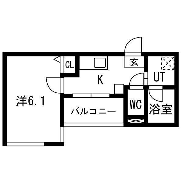 ALEGRIA六地蔵(1K/1階)の間取り写真
