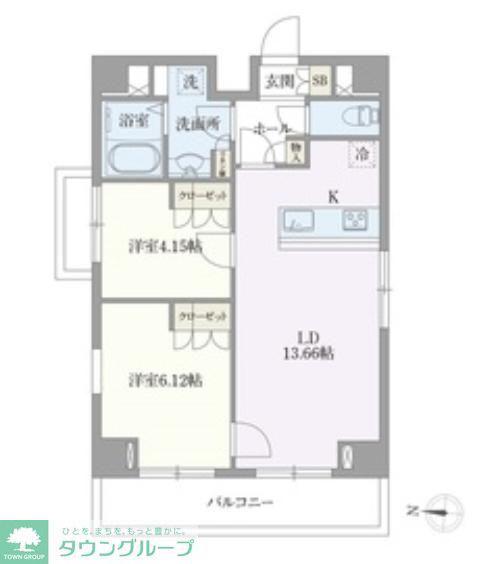 オープンブルーム押上(2LDK/9階)の間取り写真