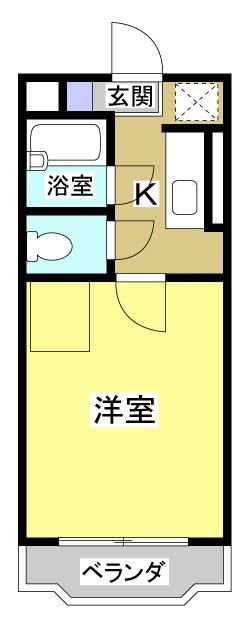 ユースM(1K/4階)の間取り写真
