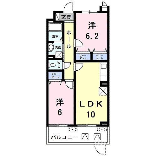 エスポワール(2LDK/2階)の間取り写真