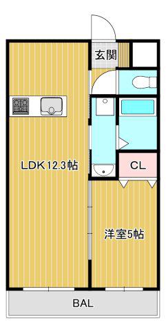 ピース・スクエア津乃峰(1LDK/1階)の間取り写真