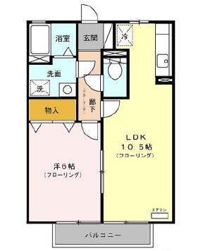 セジュールK(1LDK/2階)の間取り写真