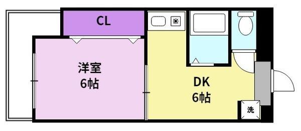 吉武ビル(1DK/3階)の間取り写真