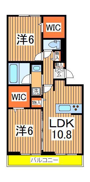 シャンティ(2LDK/2階)の間取り写真