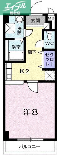 ニューメゾン森安(1K/1階)の間取り写真