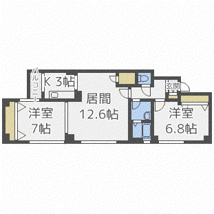PEACE AVENUE SHIRASAKI(2LDK/4階)の間取り写真
