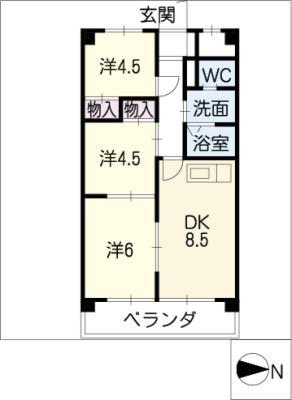 レジデンスナカノ1122(3DK/5階)の間取り写真