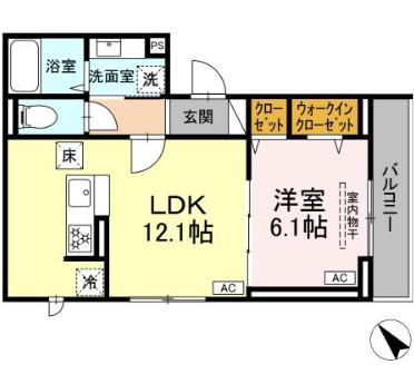 D PAINA 登戸II(1LDK/1階)の間取り写真