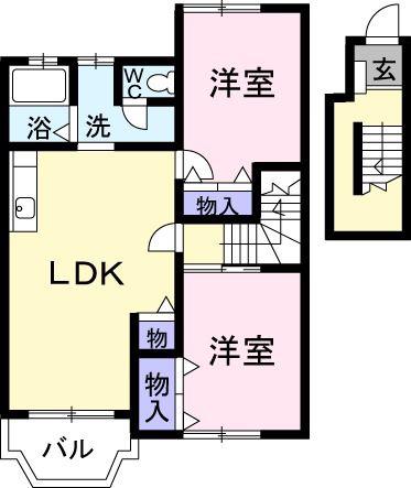 フェルトメゾンS(2LDK/2階)の間取り写真