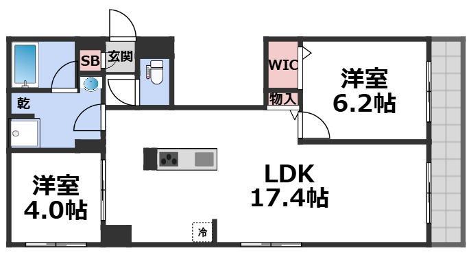 ディアコート鷹合(2LDK/3階)の間取り写真