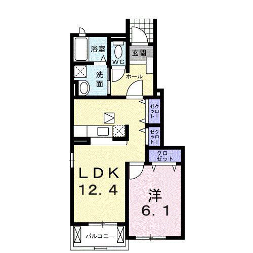 エアリーヒルI(1LDK/1階)の間取り写真