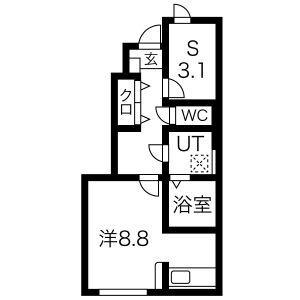 メゾンフェリシテ東根(1SK/1階)の間取り写真