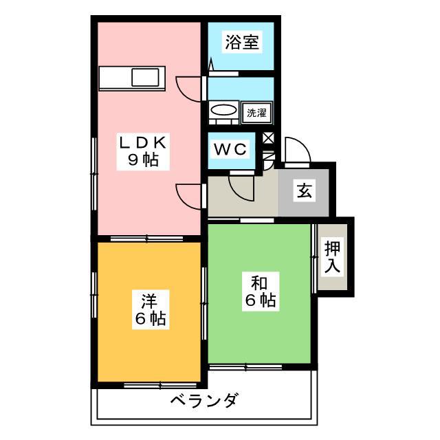 アパートメント294番館B棟(2LDK/2階)の間取り写真