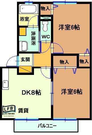 ファミール葛原I(2DK/2階)の間取り写真
