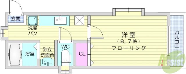 ホワイトキャッスル南小泉ビレジD棟(1K/2階)の間取り写真