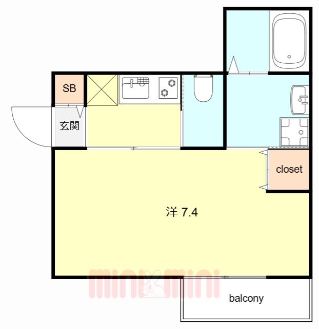 キャッスルコート塚口本町グレイス(1K/2階)の間取り写真