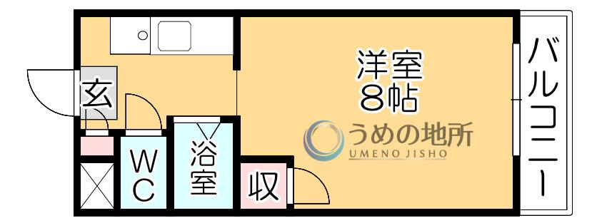 江崎ガーデンビル(ワンルーム/2階)の間取り写真