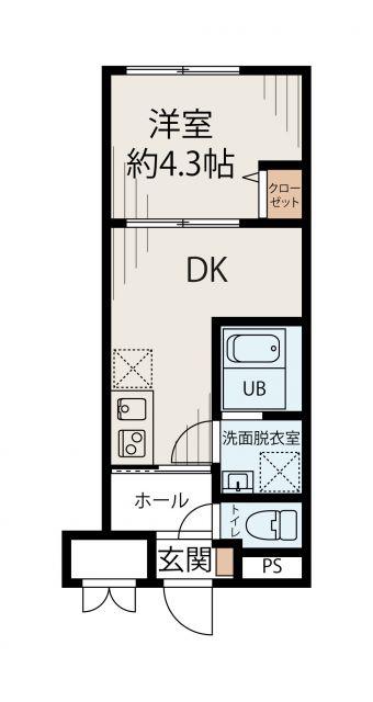 ル・シエル西新宿(1DK/2階)の間取り写真